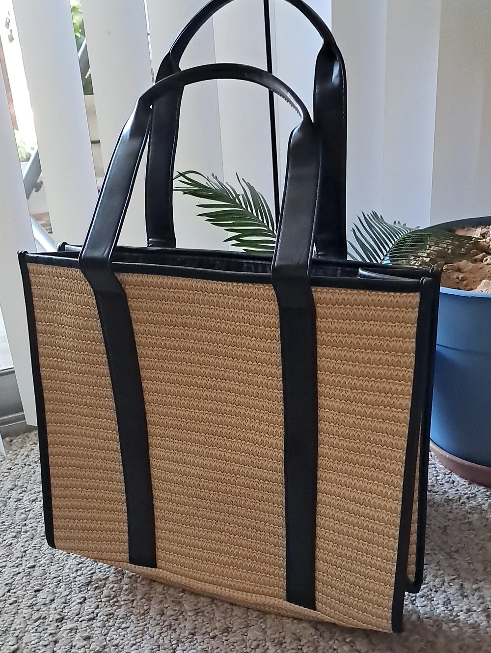 Skin Medica Tan And Black Tote / Beach Bag